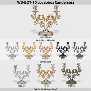 Paire de chandeliers en aluminium moulé en forme d'oiseaux, plaqué nickel argenté, centre de table de mariage, porte-bougie romantique, décoration de table - Product Image 5