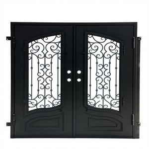 ประตูทางเข้าเหล็กดัดและกระจกแบบม้วนทันสมัยปี 2026 ประตูภายนอกแบบกำหนดเองสุดหรูเพื่อความปลอดภัยสำหรับวิลล่าและบ้านพักตากอากาศ - Product Image 3