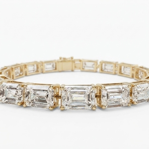 Premium 14K Yellow <b>Gold</b> Tennis Bracelet IGI Certified Lab Grown Diamonds Emerald Cut Elegant Fine Jewelry Daily Wear Party - Product Image 3