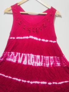 Top Túnica Boho sin Mangas para Mujer, Color Vino Tinto, con Estampado Tie-Dye y Cuello Redondo |   Vestido Casual Holgado y Cómodo con Corte Evase para Verano - Product Image 5