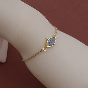 Dendrite Opal <b>Adjustable</b> Cuff Trendy Gold Plated Brass Gemstone Marquise Shape Bezel Set Handmade Women's El Joyero Wholesale - Product Image 5