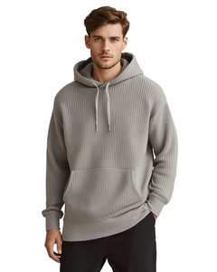 Sweat-shirt à capuche tricoté pour homme, couleur unie, coupe décontractée, vêtements d'automne - Product Image 2