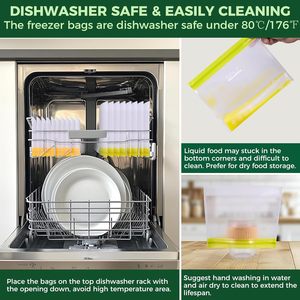 Sacs de congélation réutilisables de type stand-up, compatibles lave-vaisselle, extra épais, pour le stockage des aliments - Product Image 5