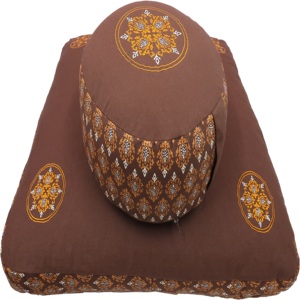 Ensemble de coussins de méditation imprimés en coton : Coussin de soutien en forme de croissant et tapis Zabuton pour le yoga et la méditation au sol - Product Image 3