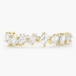 Anillo de Boda Personalizado con Diamantes Cultivados en Laboratorio de Varias Formas, Oro Sólido de 14K, Media Eternidad, Corte Mixto, Venta al Por Mayor, Precio de Fábrica B2B - Product Image 1