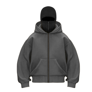 Custom Winter Balaclava Hoodie OEM Oversized Streetwear Pullover Wholesale Heavyweight Cotton <b>Velour</b> Waterproof <b>Sweatshirt</b> Men - Product Image 2