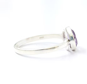 Bague en argent JAIPUR SILVER avec pierre précieuse améthyste, argent 925, bijoux minimalistes unisexes pour fiançailles et anniversaire - Product Image 3