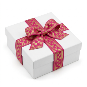 Neelkamal Industries 25mm Hot <b>Pink</b> Gold Zari Jacquard Ribbon Designer Trim for Bridal Wear Festive Decoration Bows & Gift <b>Wrap</b> - Product Image 3