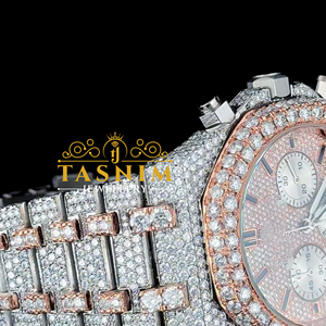 Premium Vintage Luxury ETA Moissanite Diamond Quartz Sport Fashion <b>Watch</b> <b>Arabic</b> Black Numerals Dial Glass Stainless Steel Case - Product Image 2