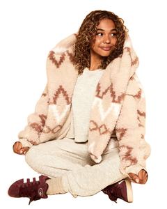 Sudadera con Capucha de Sherpa para Mujer con Logotipo Bordado Personalizado, Sudadera de Sherpa Marrón con Forro Polar, Sudaderas con Capucha al por Mayor - Product Image 5