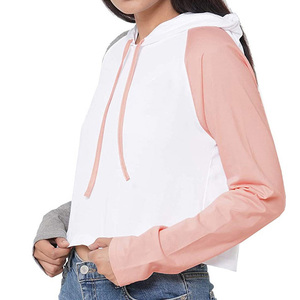 เสื้อฮู้ดสตรีทแวร์พิมพ์โลโก้ตามสั่ง ด้านหน้าสีพื้น ผ้าฝ้ายฟลีซ 100% ทรงครอป ขายส่งยอดนิยม - Product Image 6