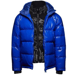 เสื้อแจ็คเก็ตดาวน์บุขนเป็ดผู้ชาย ดีไซน์ใหม่ คุณภาพสูง สำหรับกิจกรรมกลางแจ้ง สีน้ำเงินเข้มล้วน แบบสั่งทำพิเศษ สำหรับฤดูหนาว - Product Image 5