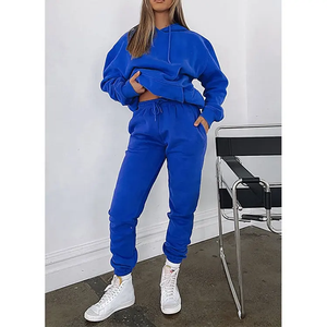 Conjunto de Sudadera con Capucha y Pantalones de Chándal de Dos Piezas de Color Sólido con Logotipo Personalizado, Tallas Grandes, para Otoño e Invierno, para Mujer - Product Image 5