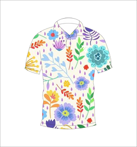 Polo pour homme à imprimé floral multicolore blanc, manches courtes, décontracté, pour l'été, pour le golf - Product Image 1