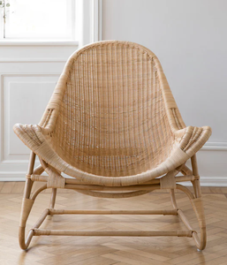Sillón de Ratán Moderno Hecho a Mano con Respaldo Sólido para Muebles de Sala de Estar, Acabado Natural, Estilo Mid-Century - Product Image 3