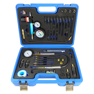 Testeur de <span class=keywords><strong>compression</strong></span> de cylindre universel 58 pièces - Manomètre de pression moteur avec détecteur de fuite pour moteurs diesel et essence - Product Image 1