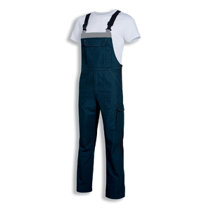 Salopette en jean pour homme, taille haute, coupe droite, couleur unie, style workwear, décontractée, bretelles réglables, jambe droite - Product Image 1