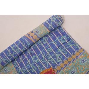 Vintage Cotton Gudri <b>Quilt</b> Hand Stitched Kantha Bedspread Reversible Throw for Bedroom and Living Room - Product Image 3