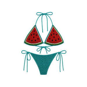 High Quality Custom <b>Beaded</b> Bikini <b>Set</b> Halter Swimwear <b>Beaded</b> With Oceanic Sea life Embroidery Spandex/Cotton Cover Ups for Women - Product Image 2