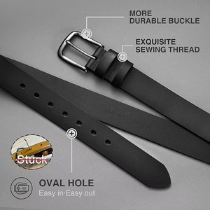 Ceinture en cuir véritable pour homme, motif uni avec boucle serpent en acier, ceinture en cuir véritable promotionnelle en solde - Product Image 3