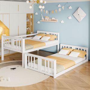 White Twin Over Twin <b>Bunk</b> <b>Bed</b> with <b>Ladder</b> for Kids Model LT000107AAK - Product Image 3