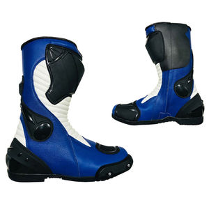 Chaussures de moto confortables pour la course, imperméables, coupe-vent, respirantes, en cuir, mi-mollet, avec fermeture éclair latérale, antidérapantes, pour le motocross - Product Image 2