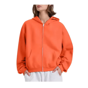 Sudadera con Capucha Extra Grande con Cierre, Unisex, Rosa, de Algodón y Felpa, Estilo Casual para Otoño, Corte Regular, Color Sólido, Estilo Tejido - Product Image 5