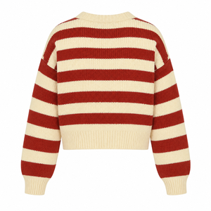 Delta |   Sigma |   Cardigan en tricot rayé boutonné pour femme Theta, couleur rouge cramoisi, blocs de couleur, manches longues, vêtements de sororité - Product Image 3