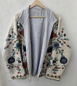 Veste matelassée en velours brodée à la main avec des motifs ouzbèdes, écologique, respirante, pour femmes, vêtements d'extérieur d'hiver - Product Image 5