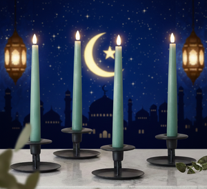 Ramadan <b>Teal</b> Taper <b>Candle</b> Set Islamic Festive Table Decor Eid Celebrations Prayer Rooms Weddings Christmas Handmade - Product Image 2