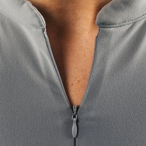 Gray Women's Short Sleeve <b>Zip</b> <b>Up</b> Performance <b>Crop</b> Top Quick Dry Athletic Shirt for Workout Gym Yoga Fitness Activewear - Product Image 6