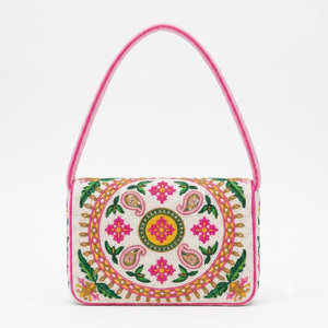 Handmade Pink Floral Beaded <b>Shoulder</b> <b>Bag</b> <b>Women</b> Flower Flap Evening Clutch Elegant Underarm Handbag Purse - Product Image 4