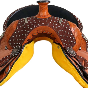 Selle de cheval en cuir occidental artisanale de qualité supérieure avec un design floral gravé |   Ensemble d'équipement équestre pour Barrel Racing, Ranch et Trail Riding - Product Image 4