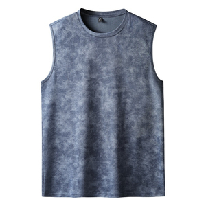 Men 100% Cotton Blank Plain Acid Washed Customizable Breathable Casual Summer Heavyweight Tank Tops <b>Cheap</b> Price OEM Custom - Product Image 5