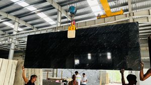 VARDHMAAN BLACK MARKINO Flamed Surface Modern Design <b>Granite</b> <b>Slab</b> for Kitchen & Villa Applications - Product Image 2