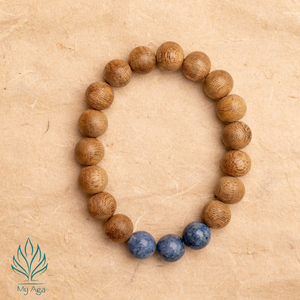 Bracelet en bois d'agar vietnamien ODM, cadeau unique, AL-SX-0026-10, avec 3 perles de corail bleu, 16 perles de bois d'agar naturel, longueur 19 cm - Product Image 3