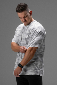 Camiseta de Manga Corta con Estampado de Camuflaje para Hombre, Corte Holgado, Cuello Redondo, Transpirable, de Algodón y Elastano - Product Image 3