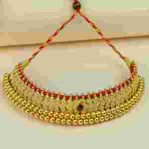 Collier Royal Thushi plaqué or, bijoux traditionnels maharashtrien, chaînes à maillons, pierre naturelle pour femmes - Product Image 1