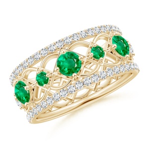 Bague de fiançailles en or massif 14 carats de style Art Déco antique, avec émeraude naturelle certifiée de 0,88 ct et design en grappe de diamants, vente en gros - Product Image 1