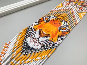 BEST SALE Tribal Beaded Gerdan <b>Necklace</b>, Safari Zebra Seed Bead <b>Necklace</b>, Handmade Boho Animal <b>Necklace</b>, Long <b>Statement</b> Jewelry - Product Image 3
