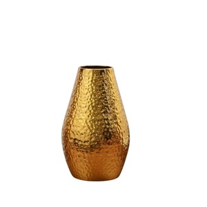 Juego de 2 jarrones decorativos de metal con acabado dorado para la decoración del hogar, jarrones vintage de cuello largo para mesa de sala de estar, jarrón de hierro para flores. - Product Image 5