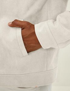 Veste décontractée pour homme en faux daim à col et fermeture éclair intégrale |   Manteau à col en faux daim, lavable en machine, style vintage Old Money - Product Image 5