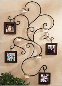 Elegant Iron Wall Decor With Swirl Design For Photo Frames And Ornaments - Product Image 1