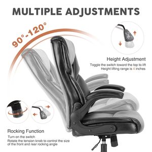 Sweetcrispy <b>Ergonomic</b> <b>Home</b>/<b>Office</b> <b>Chair</b> PU Leather High Back with Flip-Up Armrest Adjustable Executive <b>Desk</b> <b>Chair</b> - Product Image 3