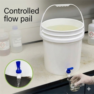 Seau de distribution de liquides chimiques certifié ISO de 19 L avec robinet à débit contrôlé, conteneur de laboratoire en plastique résistant aux acides de 5 gallons - Product Image 1
