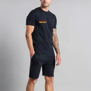 Produit en promotion, nouvelle arrivée, t-shirts et shorts d'été pour hommes, en coton, couleur contrastée, ensembles pour hommes adultes, OEM - Product Image 6