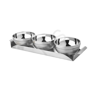 Juego de cuencos para servir aperitivos pequeños y ecológicos, conveniente, incluye bandeja, cuchara, técnica pulida, diseñada para helados, otras golosinas - Product Image 1