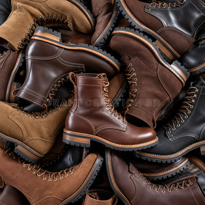 Bottes Chukka en Cuir Véritable 100% pour Hommes, Semelle Crantée, Bottes de Travail Montantes, Surplus de Chaussures du Bangladesh, Lot en Gros en Liquidation – Article en Stock - Product Image 2