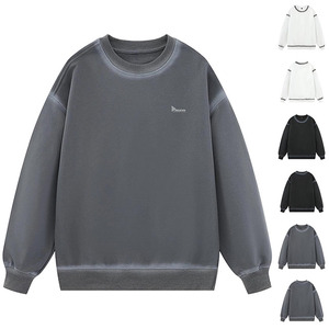 Sudadera Nueva Extra Grande con Cuello Redondo, Color Negro Sólido, Tejido de Algodón, Estilo Casual Unisex, con Logotipo Estampado en la Parte Delantera - Product Image 4