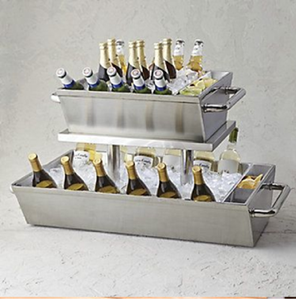 Unique Two-tier Galvanized Ice <b>Bucket</b> Beverage Holder Classic Design Durable Build 5L Capacity Holds Multiple Trays Wholesale - Product Image 1